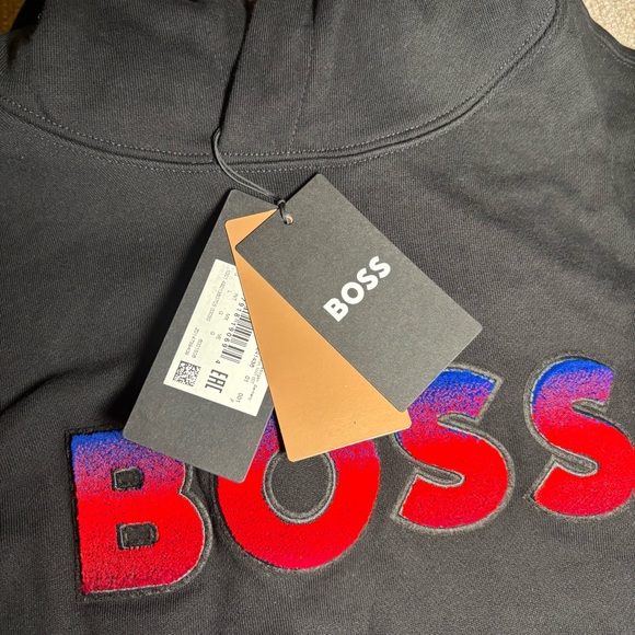 BOSS Black Pullover Hoodie Red Blue Logo Size M NWT - Picture 2 of 8